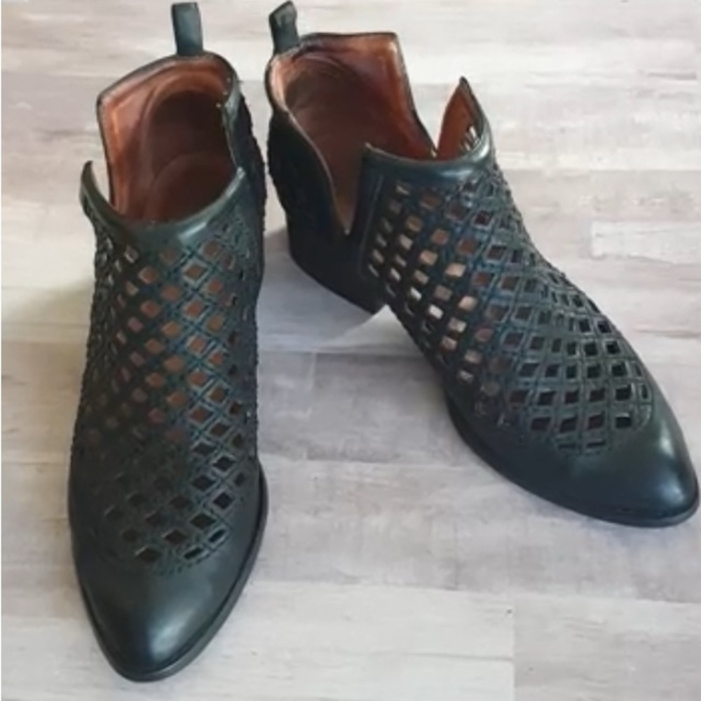 Jeffrey Campbell Laser Cutout Ankle Booties, Size 8.5, Black